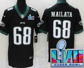 Men & Women & Youth Philadelphia Eagles #68 Jordan Mailata Limited Black Super Bowl LVII Vapor Jersey